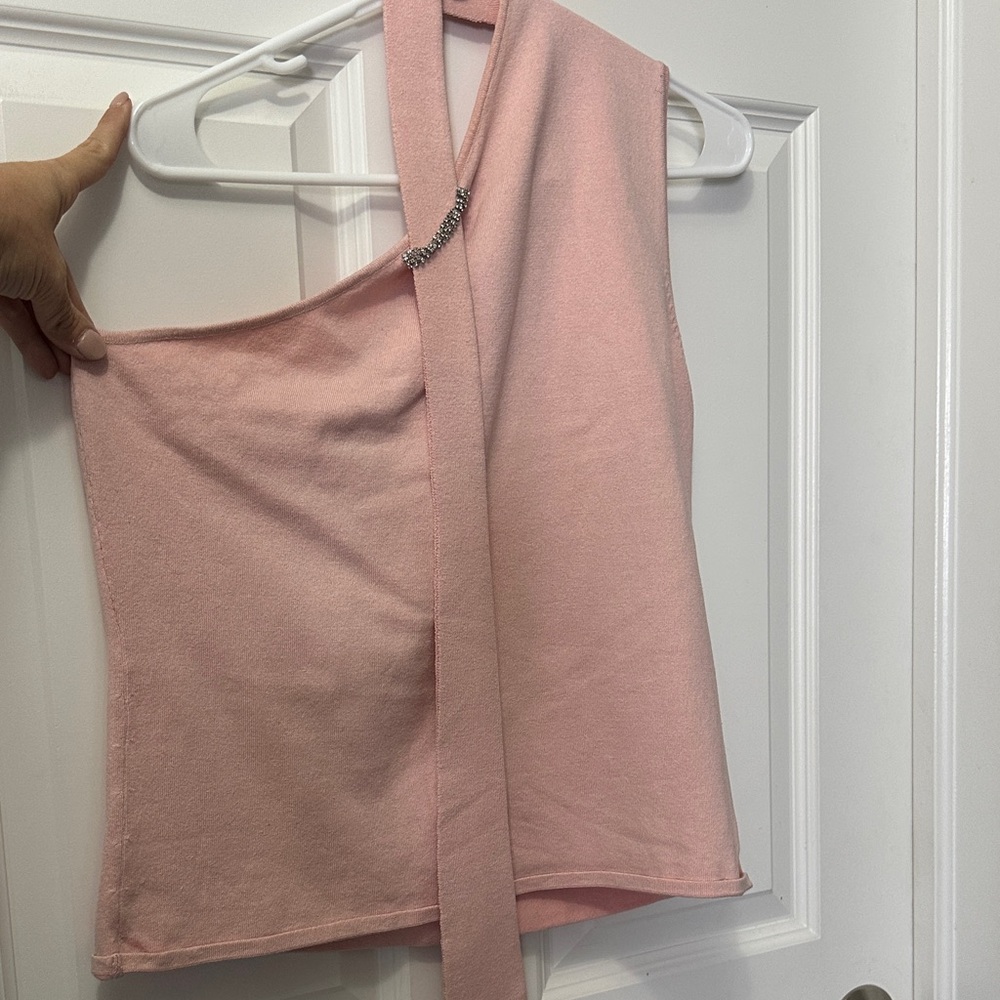 Chic Pink One-Shoulder Blouse